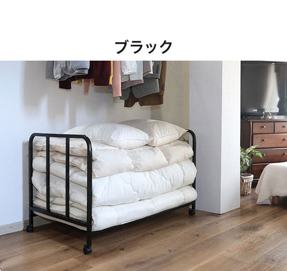 カバー付き布団収納ラック 布団収納ラック カバー付き 寝具 収納 高さ調節 キャスター付き ラック 布団 棚 ワゴン 押入れ収納 キャスター 押入れ クローゼット 布団収納(代引不可)