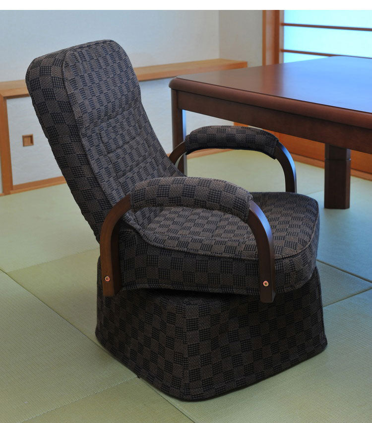 デスクこたつ用リクライニング回転高座椅子 こたつ用 デスクこたつ用 リクライニングチェア チェア 回転座椅子 高座椅子 回転式 リクライニングチェアー こたつ用チェア(代引不可)