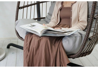 ハンキングチェア クッション付き COCOON 1人掛け リラックスチェア ハンモックチェア スイングチェア デザインチェア リラックスチェア ラタン調チェア ハンギングチェアー(代引不可)