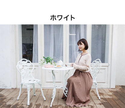 【500円OFF】ローズアルミガーデンテーブル&チェア 3点セット ガーデン テーブル セット ガーデンファニチャーセット ガーデンチェア コンパクト おしゃれ アンティーク(代引不可)