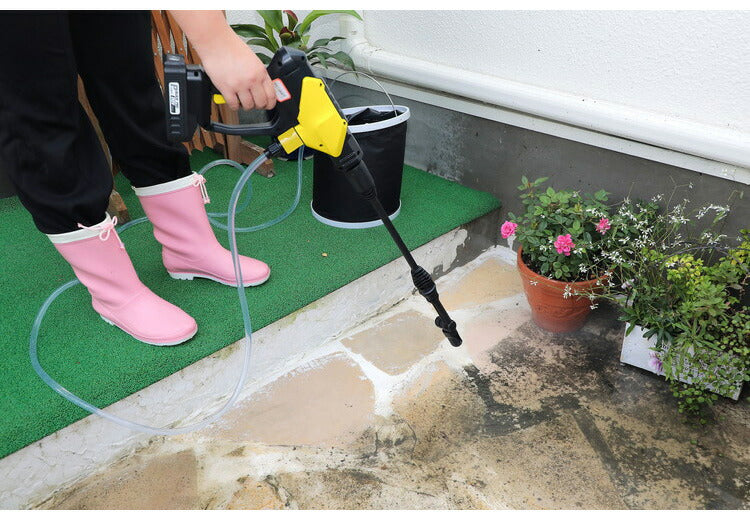 充電式 高圧洗浄機 折りたたみバケツ付き タンクレス 洗車 お風呂掃除 風呂そうじ 園芸 ガーデニング ベランダ掃除 噴霧器 バッテリー バケツ 水撒き(代引不可)