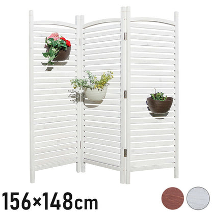 天然木 ガーデンパーテーション 3連 最大幅156cm ルーバーフェンス ガーデンフェンス ラティス フェンス ガーデン ハンギング ベランダ 目隠し プランターラック 日よけ 通気 通風(代引不可)
