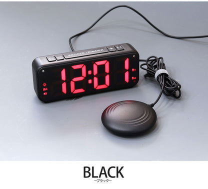 振動パット付き 目覚まし時計デジタルタイマー バイブレーション アラーム 音 起きれる 置き時計 目覚まし 時計 スヌーズ設定 寝坊防止 小型 コンパクト 振動式 子供 目覚まし時計(代引不可)