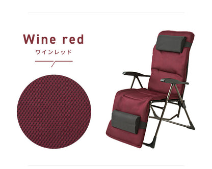 リラックスチェア 折りたたみ 完成品 リクライニング 6段階 ハイバック クッション付 アウトドア コンパクト リクライニングチェア 代引不可