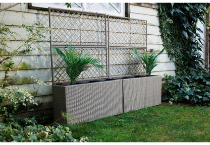 2-connect ツーコネクト ラタン調 フェンス付きプランターボックス デンマークデザイン ガーデンフェンス ラティス フェンス ガーデニング 花台 棚 ガーデン ハンギング ベランダ 目隠し(代引不可)