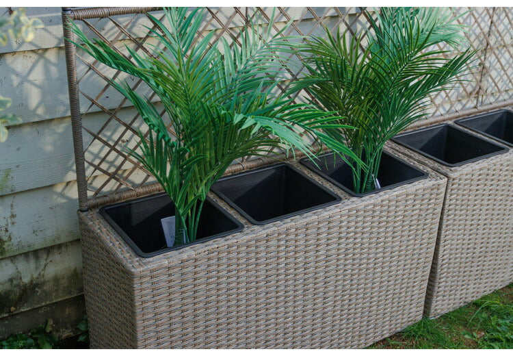 2-connect ツーコネクト ラタン調 フェンス付きプランターボックス デンマークデザイン ガーデンフェンス ラティス フェンス ガーデニング 花台 棚 ガーデン ハンギング ベランダ 目隠し(代引不可)