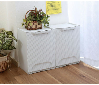 artplast アートプラスト イタリア製 ダストボックス 幅34cm ラタン調 ポリプロピレン 軽量 フラップ扉 完成品 スタッキング可能 ゴミ箱 ランドリー収納 サニタリー収納 衣類収納(代引不可)