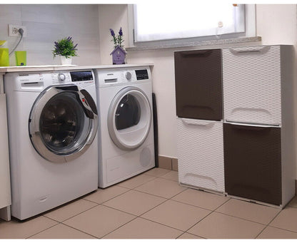 artplast アートプラスト イタリア製 ダストボックス 幅34cm ラタン調 ポリプロピレン 軽量 フラップ扉 完成品 スタッキング可能 ゴミ箱 ランドリー収納 サニタリー収納 衣類収納(代引不可)