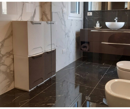 artplast アートプラスト イタリア製 ダストボックス 幅34cm ラタン調 ポリプロピレン 軽量 フラップ扉 完成品 スタッキング可能 ゴミ箱 ランドリー収納 サニタリー収納 衣類収納(代引不可)