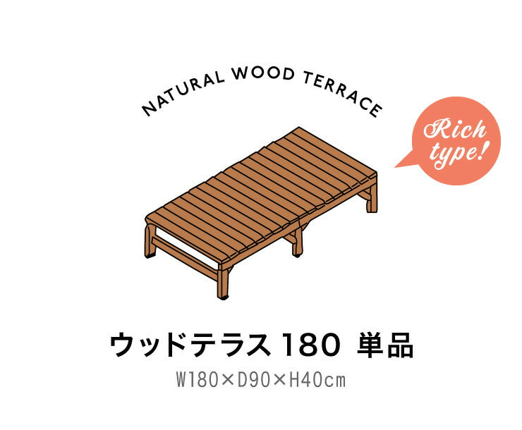 【500円OFF】ウッドテラス 180 天然木 ※180cm単品 縁台 濡れ縁 ステップ おしゃれ DIY 庭 ガーデニング ウッドデッキ(代引不可)