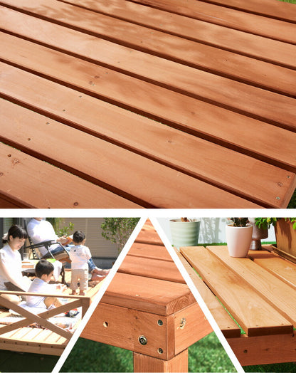 天然木  ウッドデッキ キット 0.75坪 フルセット 4点セット ウッドデッキ180+ウッドデッキ90+手すり+ステップ台 縁台 濡れ縁 キット ガーデンデッキ ガーデニング(代引不可)