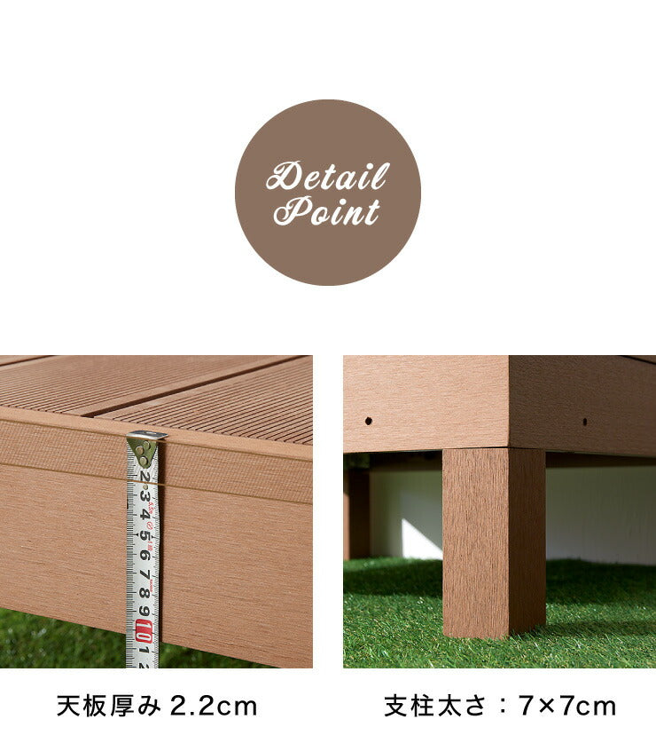 人工木ウッドデッキ 3点セット 90×90cm:2点とステップ台 ウッドデッキ 木目調 樹脂 ガーデンデッキ ウッドデッキ(代引不可)