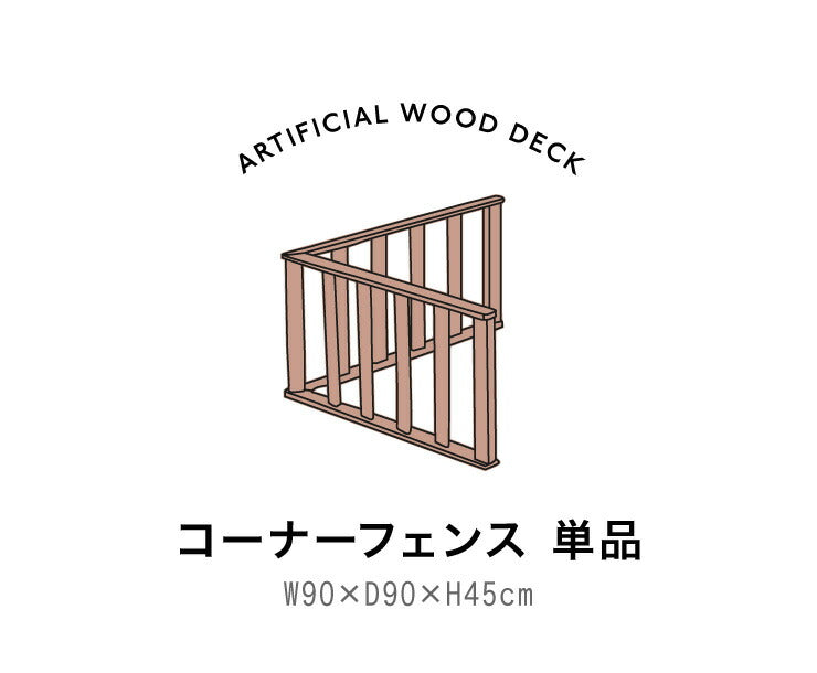 人工木ウッドデッキ用コーナーフェンス 【単品】 ラティス コーナーフェンス ウッドデッキ 木目調 樹脂 ガーデンデッキ(代引不可)