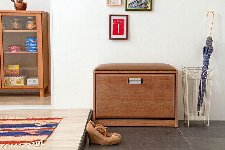 シューズラック ベンチ付き 幅44cmタイプ ベンチ付きシューズラック フラップ式 下駄箱 靴箱 ベンチ 腰掛け イス 玄関 完成品(代引不可)