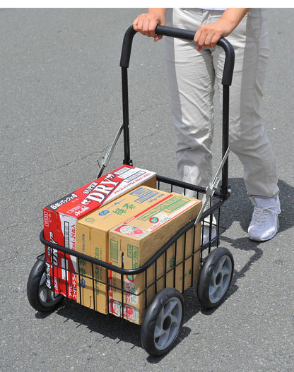 カゴ付き便利カート コンパクト 折り畳み キャリーカート かご付き カゴ付き 軽量 台車 買い物 マルチキャリーカート ショッピング カート バスケット ゴミ出し(代引不可)