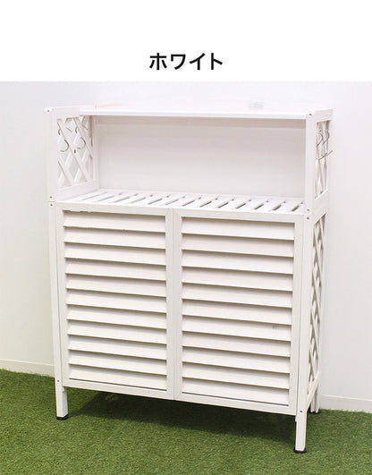 継式木製棚付きエアコンラック 室外機カバー 収納 棚付き おしゃれ ガーデニング 花壇 ガーデン 棚 ベランダ プランターラック フラワーラック 鉢植えスタンド(代引不可)