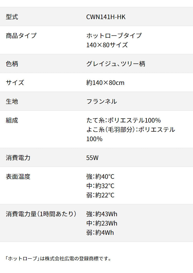 電気ひざかけ毛布 140×80cm 着る毛布 フランネル 節電 ブランケット 節約 電気毛布 防寒対策 ひざ掛け 羽織る ツリー柄 おしゃれ 暖か 丸洗い 洗濯 ダニ退治 CWN141H-HK