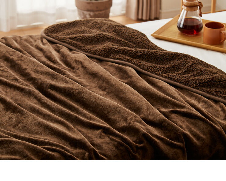 フランネル 電気掛け敷き毛布 188×130cm リバーシブル ボア 本体丸洗い可能 ダニ退治 スライド調節 室温センサー 電気毛布