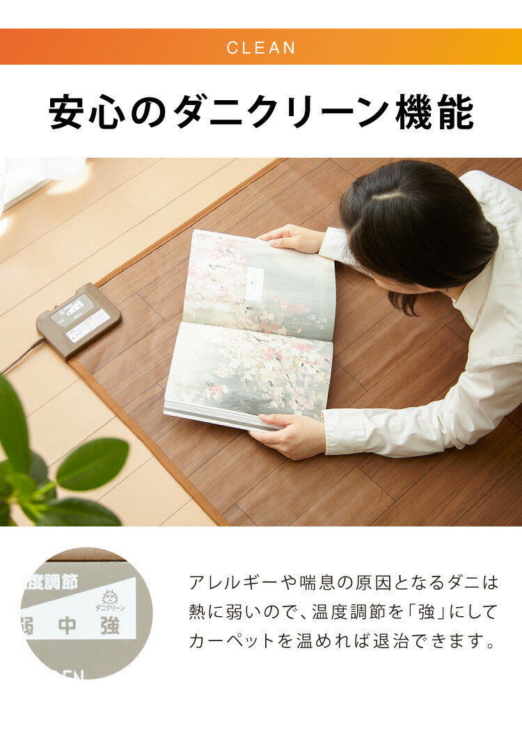 フローリング調電気マット 1畳 176×88cm ホットカーペット 電気マット ホットマット キッチンマット 防水 ブラウン ライトベージュ