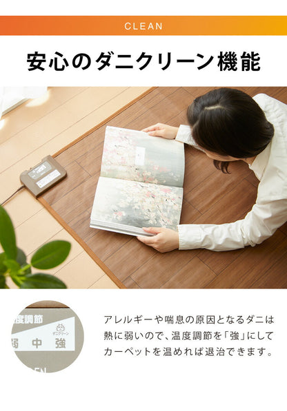 フローリング調電気マット 1畳 176×88cm ホットカーペット 電気マット ホットマット キッチンマット 防水 ブラウン ライトベージュ
