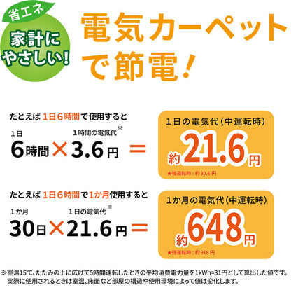 フローリング調電気マット 1畳 176×88cm ホットカーペット 電気マット ホットマット キッチンマット 防水 ブラウン ライトベージュ