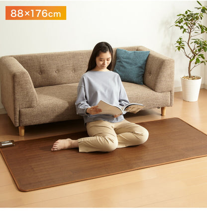 フローリング調電気マット 1畳 176×88cm ホットカーペット 電気マット ホットマット キッチンマット 防水 ブラウン ライトベージュ