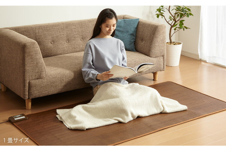 フローリング調電気マット 1畳 176×88cm ホットカーペット 電気マット ホットマット キッチンマット 防水 ブラウン ライトベージュ