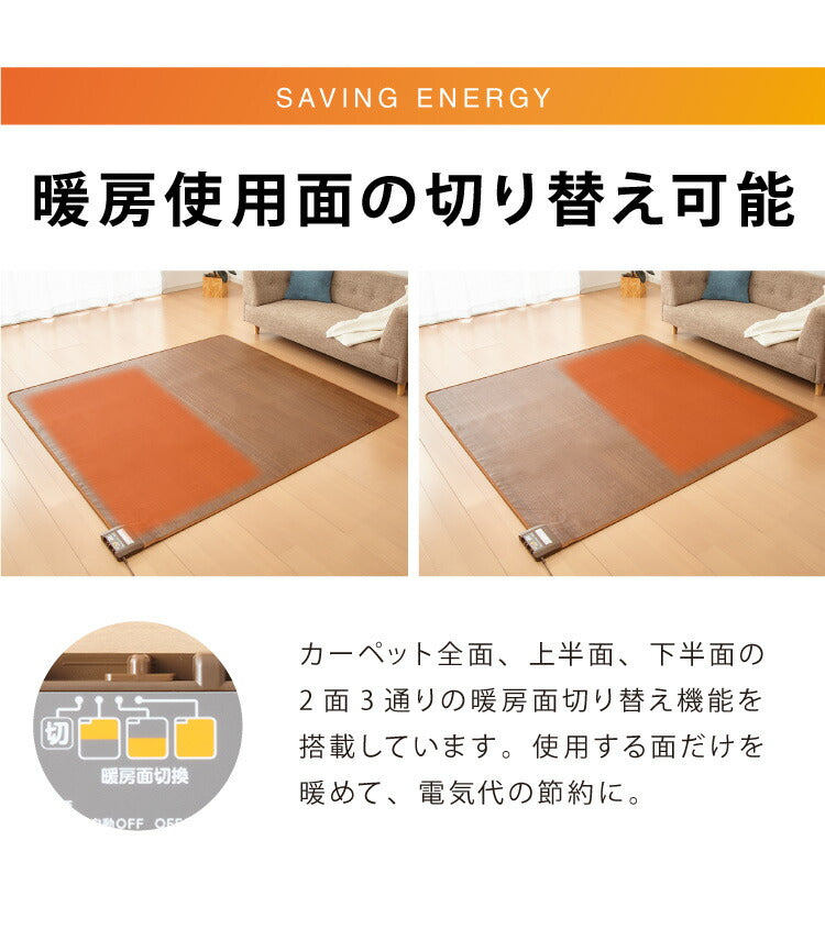 フローリング調電気マット 2畳 176×176cm ホットカーペット 電気マット ホットマット キッチンマット 防水 ブラウン ライトベージュ