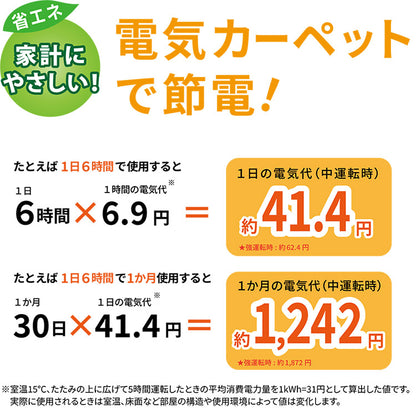 フローリング調電気マット 2畳 176×176cm ホットカーペット 電気マット ホットマット キッチンマット 防水 ブラウン ライトベージュ