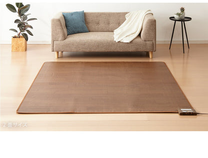 フローリング調電気マット 2畳 176×176cm ホットカーペット 電気マット ホットマット キッチンマット 防水 ブラウン ライトベージュ
