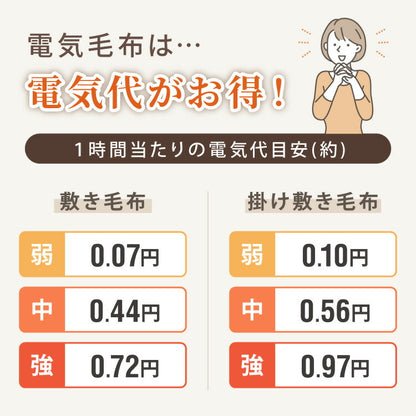 電気敷毛布 電気掛敷毛布 130×80cm 188×130cm 凹凸ファー シングルサイズ 8時間自動OFF 洗える 省エネ 一人暮らし 冷え性対策 8Hオートオフ CWA401G-CM CWB551G-CM