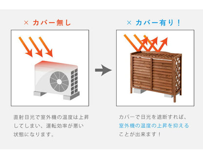 エアコン室外機カバー 日よけカバー 木製 室外機ラック エアコンラック エアコンカバー 収納庫 収納 エクステリア DIY 節電