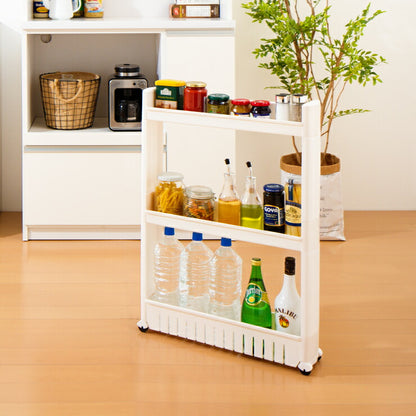 プラスチックキッチン収納ワゴン 3段 幅12.4cm 隙間収納 スマートワゴン キッチン収納 すきま収納 キャスター スリムワゴン キッチンワゴン キッチン 収納 ワゴン