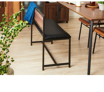 ダイニングベンチ 背付き ベンチ ハイタイプ 90cm 北欧 ヴィンテージ レザー調 クッションあり 2人用 2人掛け 椅子 ダイニング