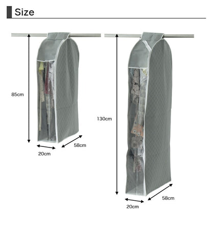 竹炭 衣類収納 洋服カバー 衣類カバー パッと見える 炭入り消臭 ショート(3個セット)