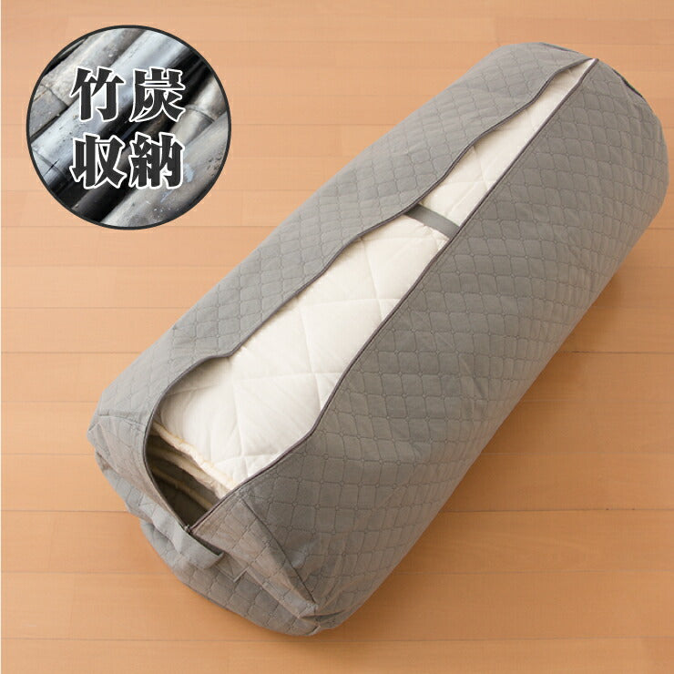 竹炭収納袋 敷き布団収納 クローゼット収納 押入れ収納 ふとん収納袋 円筒形 布団袋 布団収納ケース 炭入り消臭