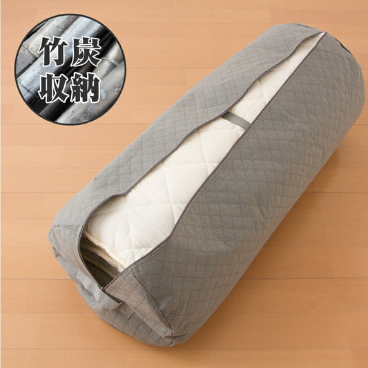 竹炭収納袋 敷き布団収納 クローゼット収納 押入れ収納 ふとん収納袋 円筒形 布団袋 布団収納ケース 炭入り消臭