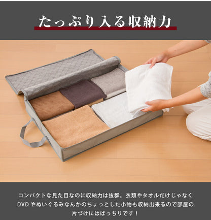 竹炭収納袋 サイドファスナー収納ボックス 2枚入り 折りたたみ クローゼット収納 収納用品 収納BOX 収納ボックス 隙間収納