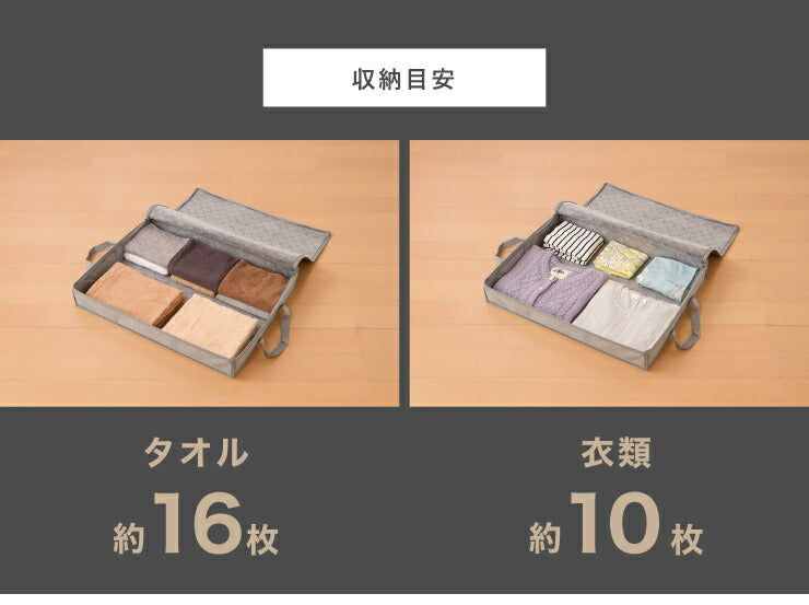 竹炭収納袋 サイドファスナー収納ボックス 2枚入り 折りたたみ クローゼット収納 収納用品 収納BOX 収納ボックス 隙間収納