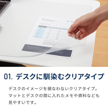 デスクマット 透明 120×60cm エンボス加工 マウス対応 防水 抗菌 PVCマット ソフトタイプ 1.5mm厚 デスクシート【送料無料】