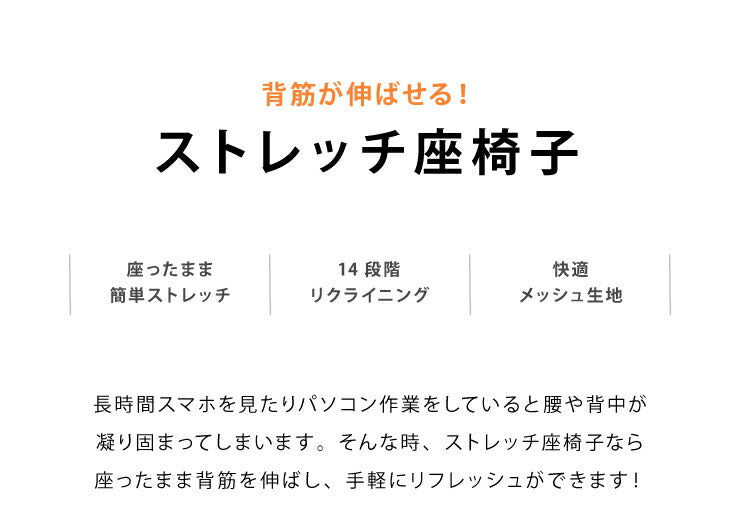座椅子 コンパクト ハイバック 姿勢 ストレッチ リクライニング 14段ギア メッシュ 背筋 猫背 姿勢 腰痛 フロアチェア 1人掛けソファ 座いす チェア イス 椅子  持ち運び ゲーム 読書 敬老の日