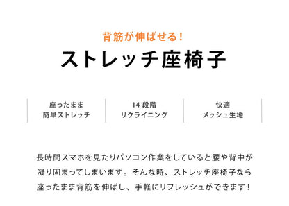 座椅子 コンパクト ハイバック 姿勢 ストレッチ リクライニング 14段ギア メッシュ 背筋 猫背 姿勢 腰痛 フロアチェア 1人掛けソファ 座いす チェア イス 椅子  持ち運び ゲーム 読書 敬老の日