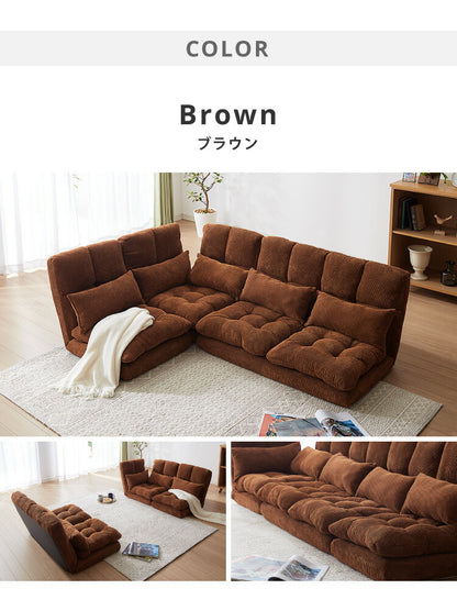 ソファ ふっくらコーナーソファ3点セット コーデュロイ生地 北欧 おしゃれ ふっくら 14段階 リクライニング クッション付き 2人掛け 3人掛け ファブリック リクライニングソファ ローソファ コーナーソファ フロアソファ