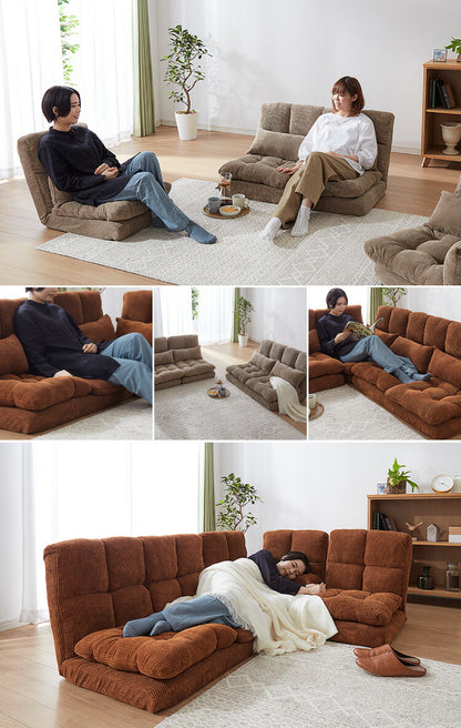 ソファ ふっくらコーナーソファ3点セット コーデュロイ生地 北欧 おしゃれ ふっくら 14段階 リクライニング クッション付き 2人掛け 3人掛け ファブリック リクライニングソファ ローソファ コーナーソファ フロアソファ