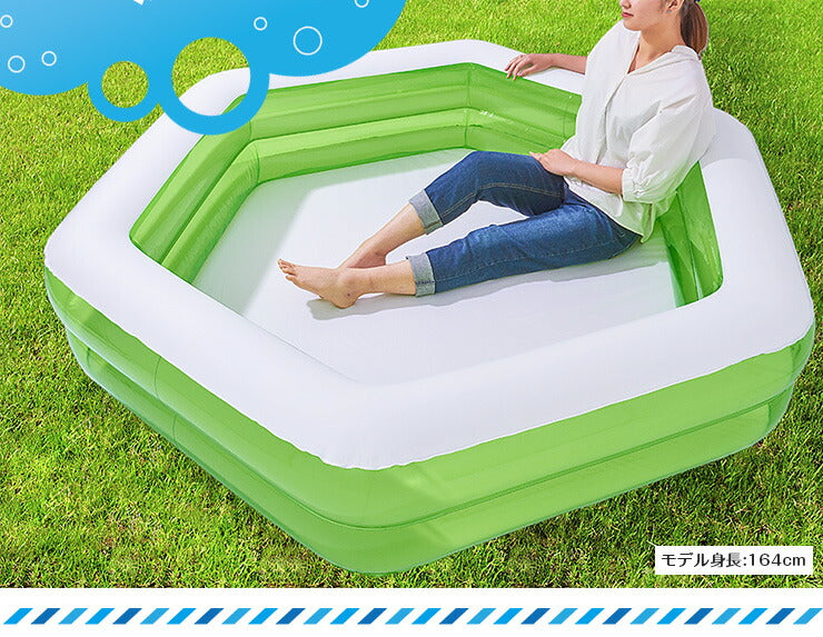 プール ビニールプール ビッグサイズ 電池式 六角形&エアーポンプ 六角形 エアーポンプ 家庭用プール 家庭用 ベランダ 水遊び 電動(代引不可)