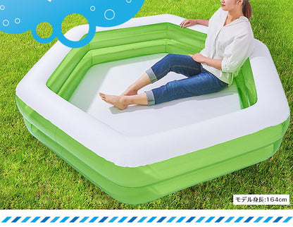 プール ビニールプール ビッグサイズ 電池式 六角形&エアーポンプ 六角形 エアーポンプ 家庭用プール 家庭用 ベランダ 水遊び 電動(代引不可)