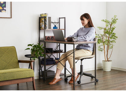 パソコンデスク 棚付き PCデスク 5段 幅115cm おしゃれ モダン ヴィンテージ 収納 コンパクト デスク システムデスク 学習机 勉強机 ラック付きデスク 机 木製 ワークデスク 在宅勤務 テレワーク