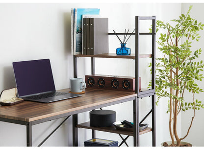 パソコンデスク 棚付き PCデスク 5段 幅115cm おしゃれ モダン ヴィンテージ 収納 コンパクト デスク システムデスク 学習机 勉強机 ラック付きデスク 机 木製 ワークデスク 在宅勤務 テレワーク