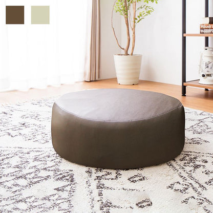 低反発クッション レザー調 丸形 PU クッション 丸型 ラウンド 低反発 合皮 フェイクレザー レザー 撥水 極厚 ラウンドクッション クッション 椅子 フロアクッション 座椅子 座布団 シートクッション ブラウン アイボリー