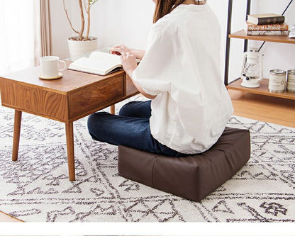 低反発クッション レザー調 四角 PU クッション 四角 クスエア 低反発 合皮 フェイクレザー レザー 撥水 極厚  スクエアクッション クッション 椅子 フロアクッション 座椅子 座布団 シートクッション ブラウン アイボリー